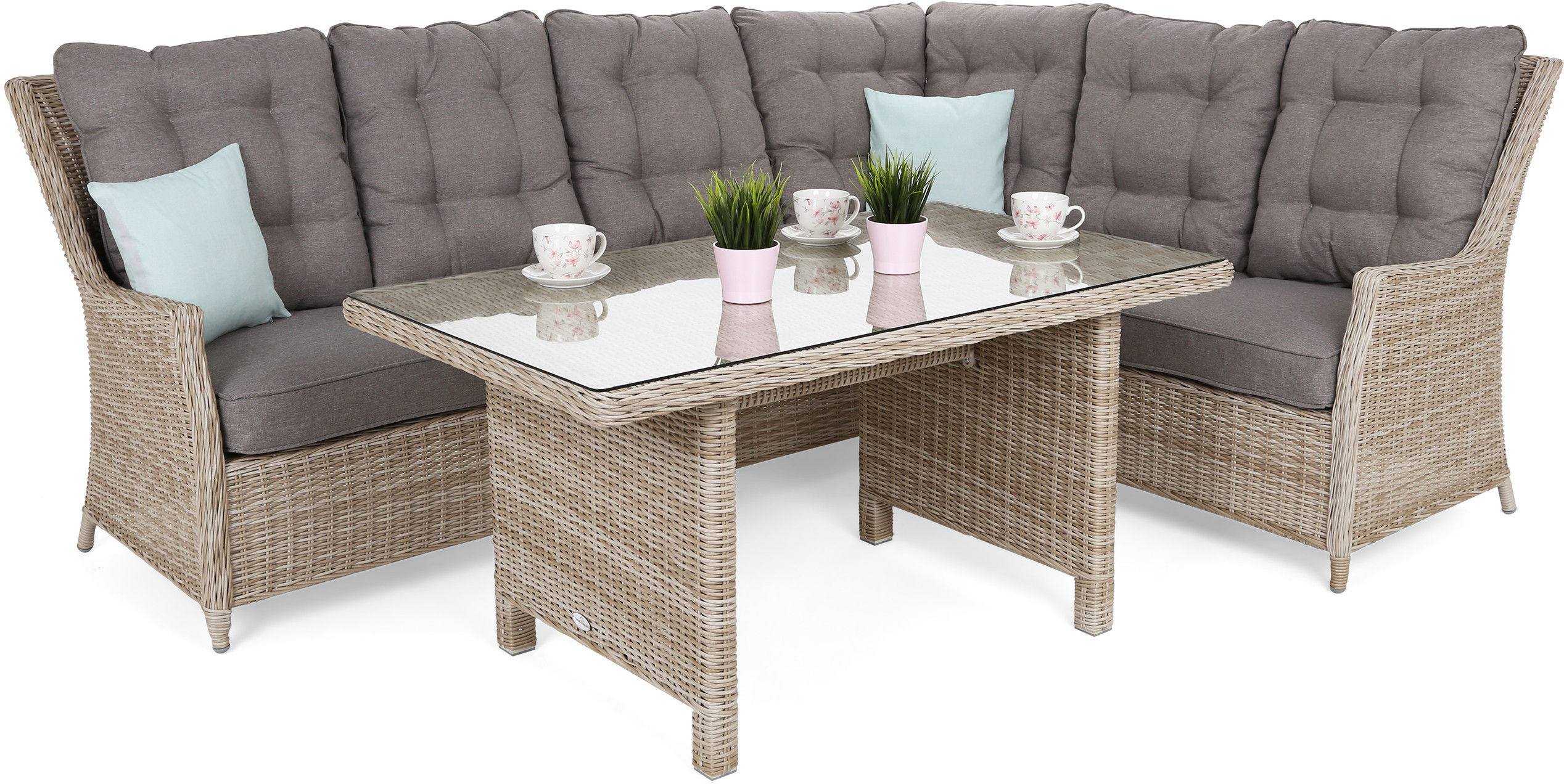 HOME & GARDEN Narożnik technorattanowy prawy Alicante Beige / Beige Melange 619609