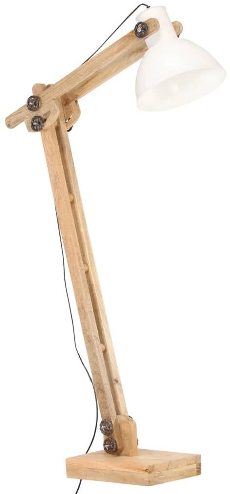 VidaXL Lampa podłogowa, biała, lite drewno mango, E27 320582 VidaXL VidaXL