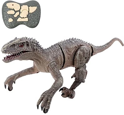 Technobot TECHNOBOT - Dinozaur Velociraptor sterowany radiowo, dźwięk i światło - 088360 - Szary - 50 cm - Plastikowe - Od 6 lat - 2 baterie AAA 1,5V - Baterie w zestawie 088360