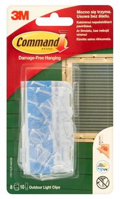 COMMAND-3M Klipsy do wieszania lampek COMMAND Outdoor (17017CLR-AWCEE), 8szt., transparentne 3M-UU004901078
