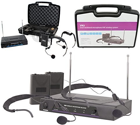 QTX RCE Mikrofon radiowy bezprzewodowy: 2 x pałąk mikrofonowy + 1 odbiornik + walizka VN2