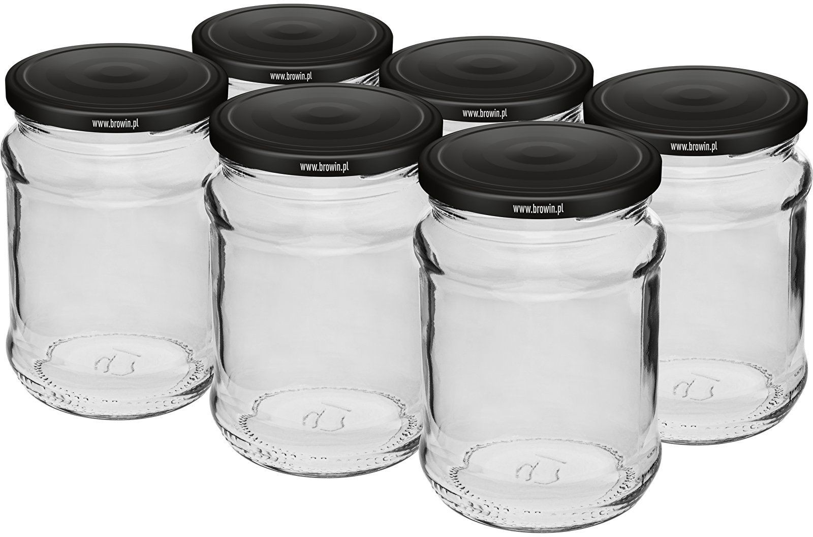 Browin Słoik 250 ml fi66/4 zakrętka czarna - 6szt