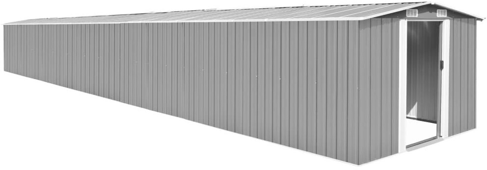 vidaXL Szopa ogrodowa, szara, 257x990x181 cm, stal galwanizowana 47037