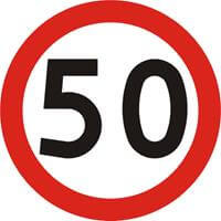 Znak drogowy zakazu B-33 Ograniczenie prędkości