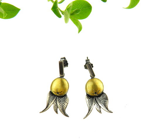 VENUS GALERIA Jarzębina złota - kolczyki na sztyftach