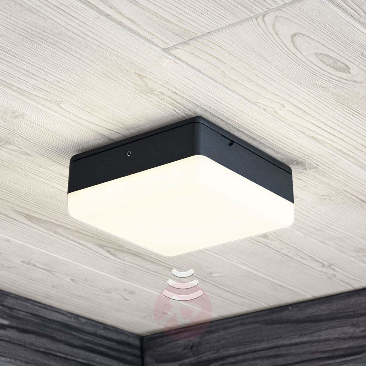 Lampenwelt com Lampa sufitowa LED Thlio, szary, 16 cm, czujnik HF