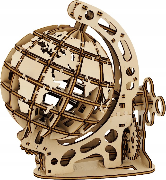 Mały Globus - mechaniczne, drewniane puzzle 3D