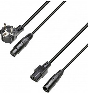 Adam Hall 8101 PSAX 1000 - Power and Audio Cable CEE7/7 & XLR female to C13 & XLR male 3x1.5mm 10m 8101PSAX1000
