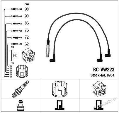 NGK Przewody zapłonowe 0954 RC-VW223