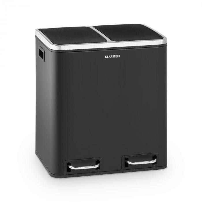 FENIKS Klarstein Klarstein Trash Gordon, otwierany pedałem, 30 l / 2 x 15 l, bezgłośny, polipropylen, stal szlachetna, czarny KG11-Trashbin30 BL