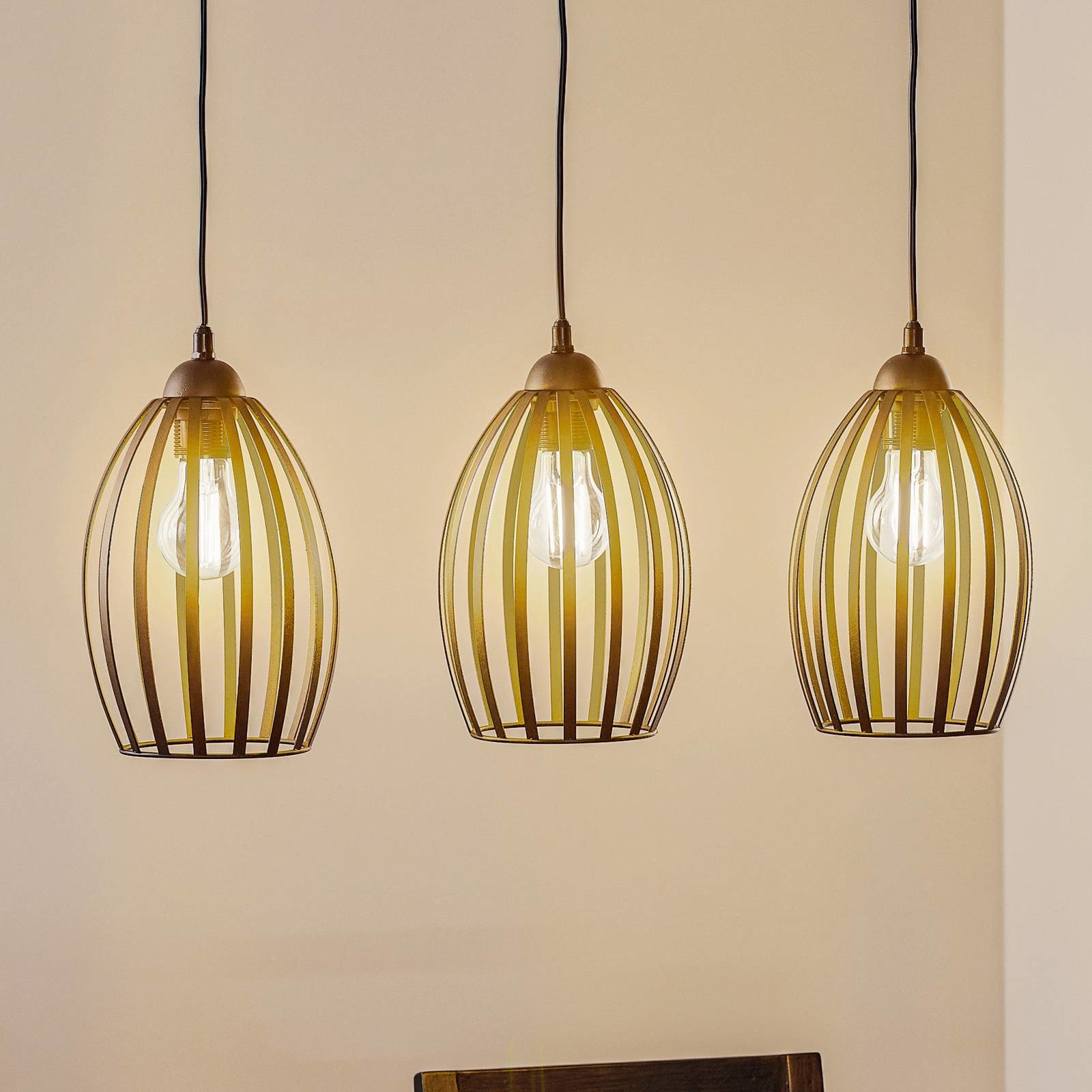 Euluna Lampa wisząca Dali czarna, 3-punktowa długa