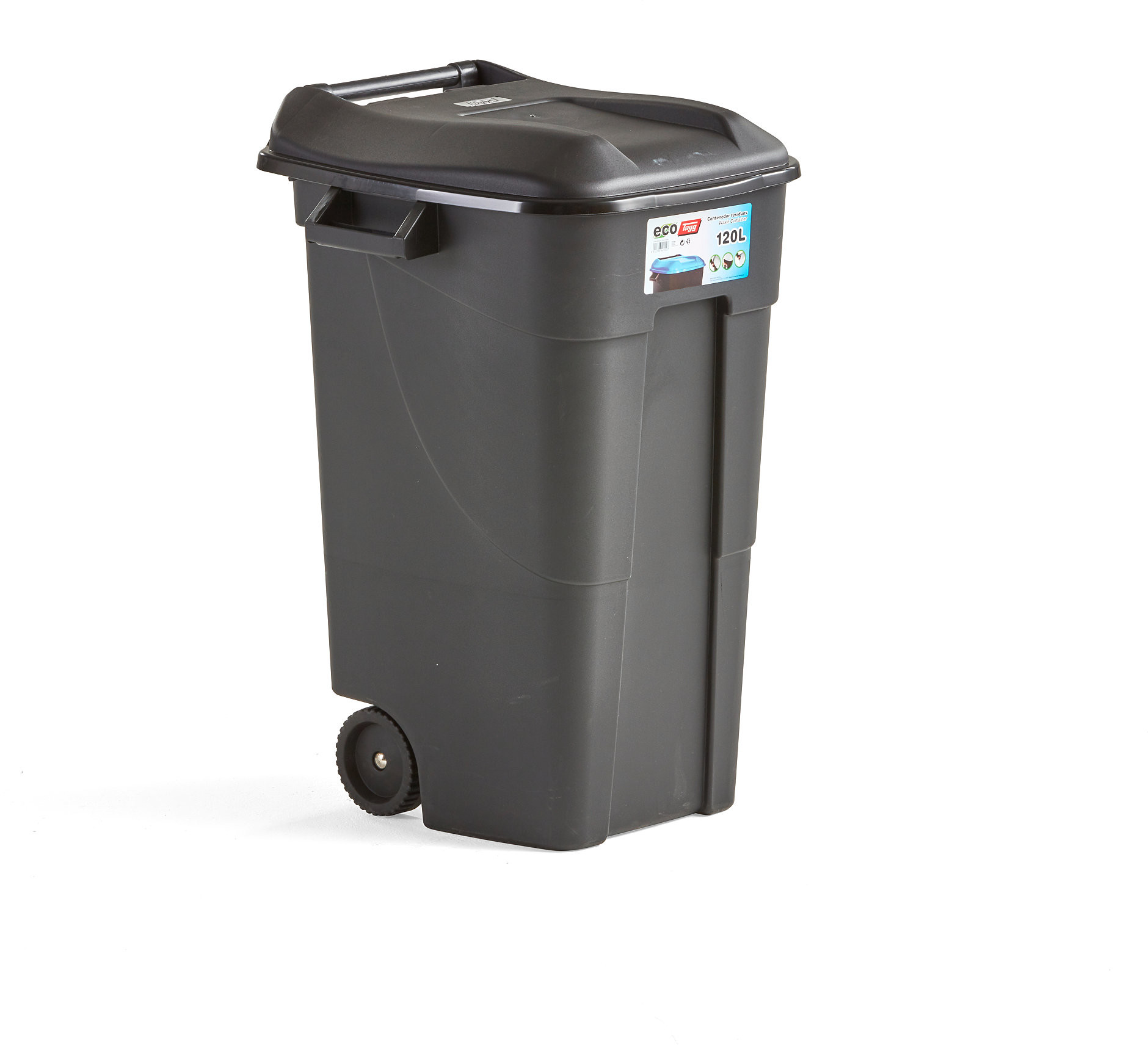 AJ Produkty Kosz do segregacji LEWIS z pokrywą, 120 L, czarny