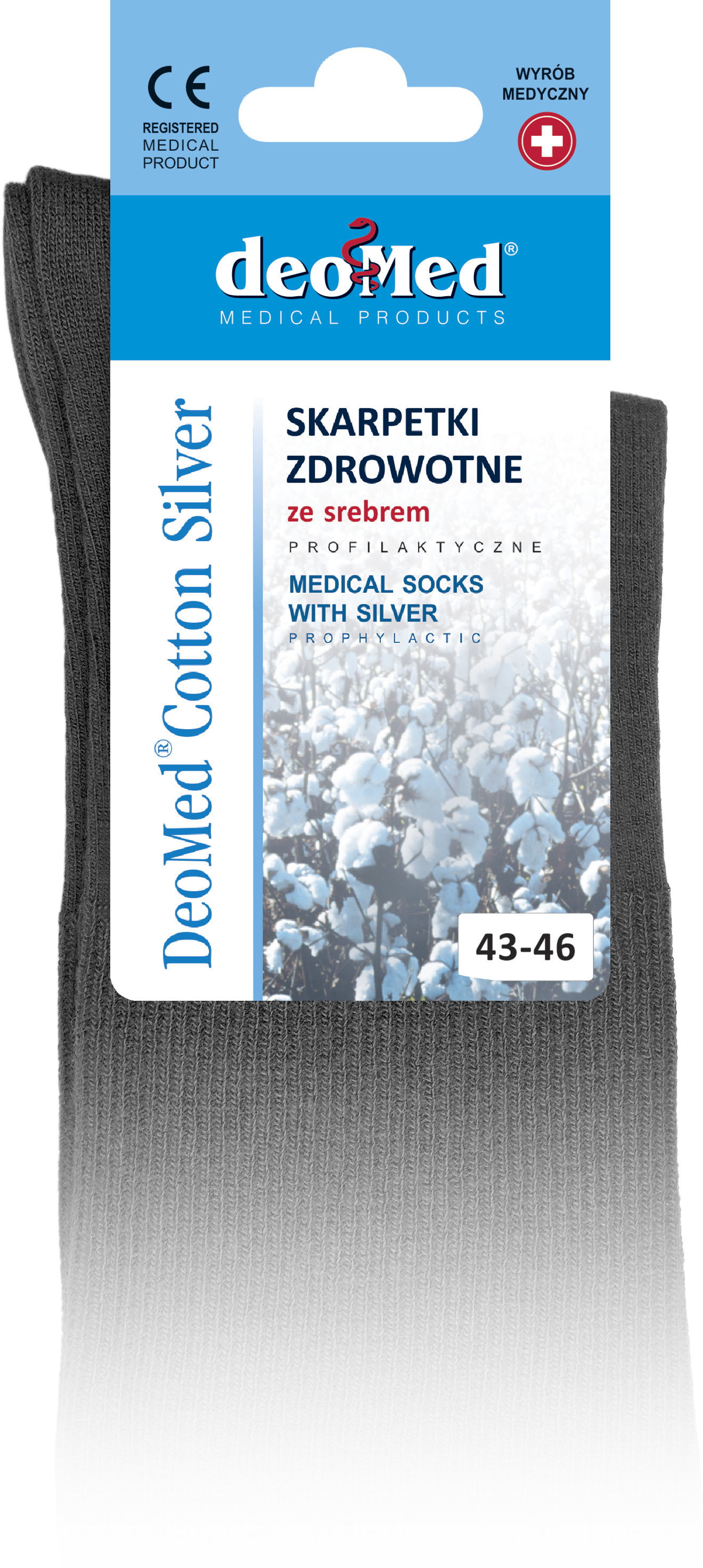Deomed Bawełniane skarpetki medyczne z antymikrobowymi jonami srebra Cotton Silver)
