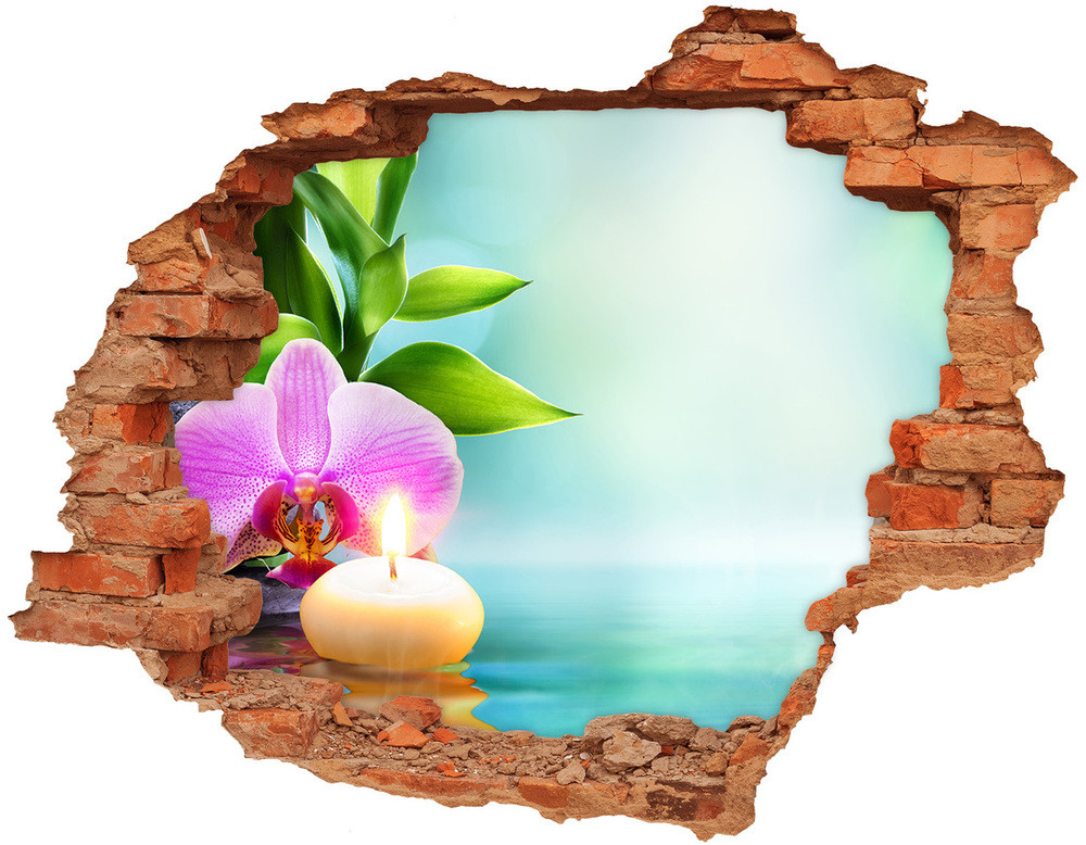 Wallmuralia.pl Samoprzylepna dziura naklejka Orchidea bambus