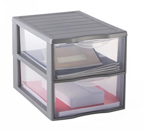 Sundis Orga Mix Mini szafka do przechowywania z szuflad duża polipropylenu, srebro, A4 4219018