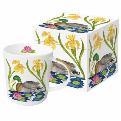 DUŻY PORCELANOWY KUBEK Kaczor i kwiaty - w PUDEŁKU 604759