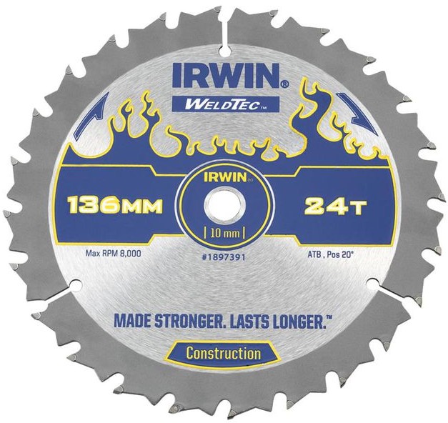 IRWIN WELDTEC Tarcza do pilarki tarczowej 136MM/24T C/10 136 mm zęby: 24 szt. WELDTEC
