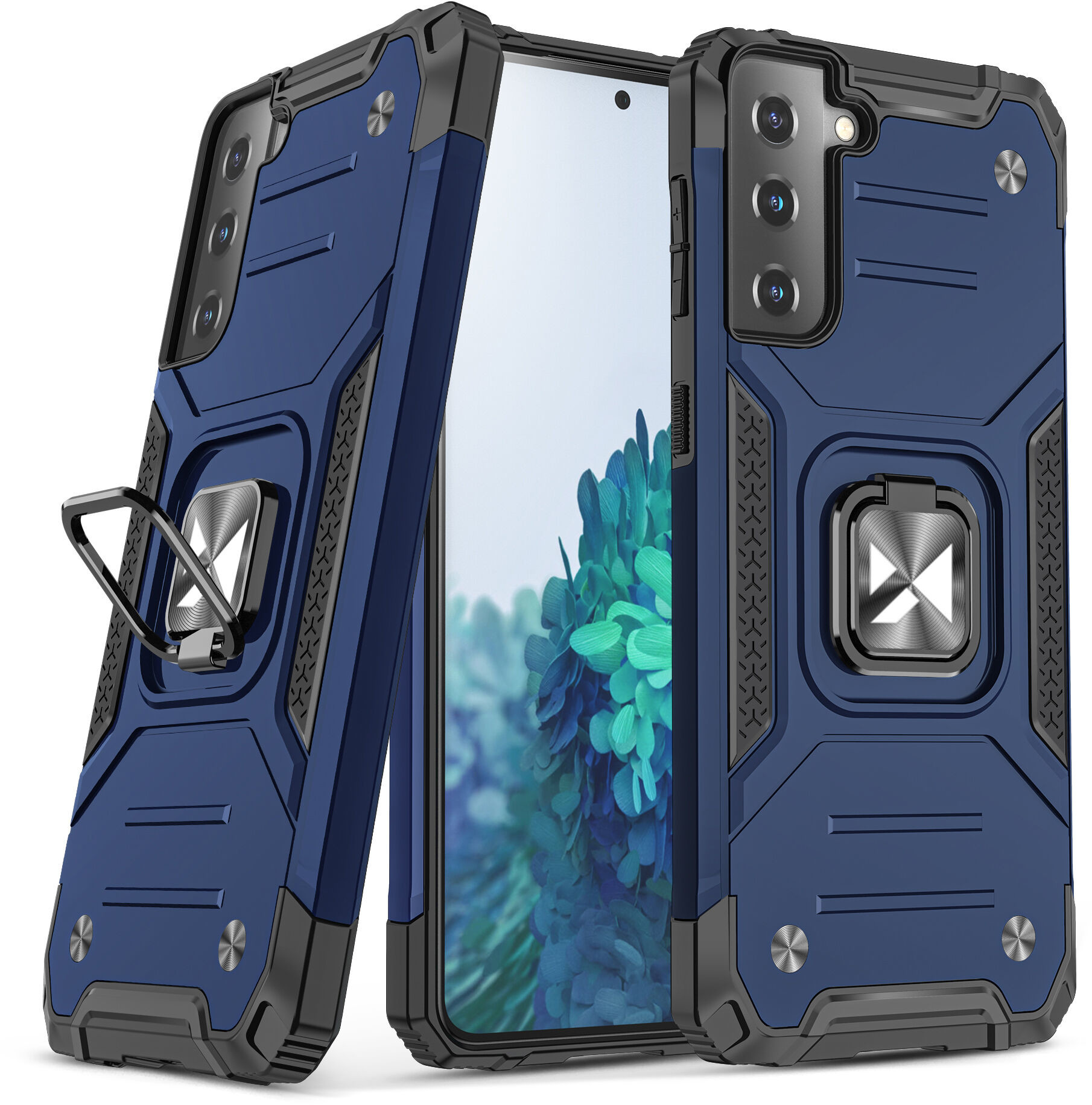 Wozinsky Ring Armor pancerne hybrydowe etui pokrowiec + magnetyczny uchwyt Samsung Galaxy S22 niebieski