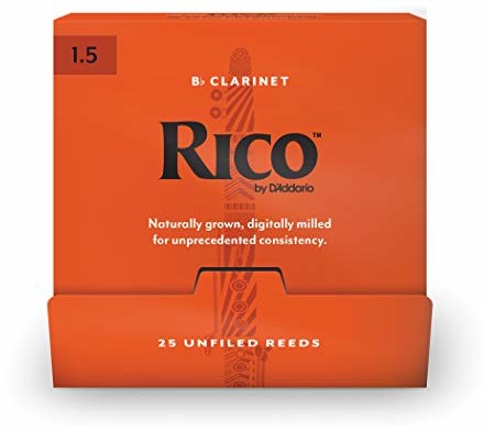 Rico by D'Addario Bb trzciny klarnetowe, 1,5, 25 sztuk pojedynczych stroików RCA0115-B25