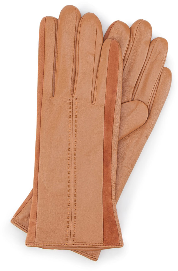 Wittchen Damskie rękawiczki skórzane z zamszowymi wstawkami 39-6-559-LB