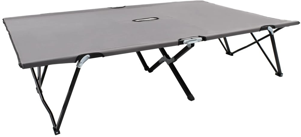 vidaXL Dwuosobowy leżak, składany, szary, stal