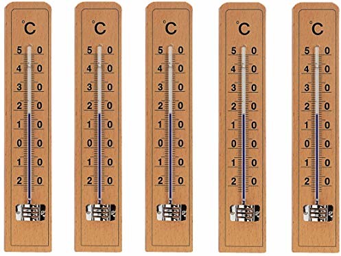 Koch Classic Wood Thermometer Buche Analogowy termometr zewnętrzny, drewno, 5 sztuk