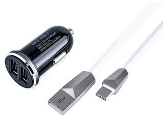 MyWay Ładowarka samochodowa MYWAY 12/24V 2x USB 2.1A + kabel z wtyczką USB-C M16-0131