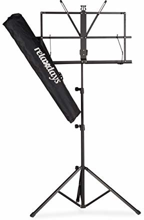 Relaxdays stojak na nuty z torbą, pulpit na nuty, pulpit orkiestrowy, miejsce na nuty, składany i lekki, 60-130 cm, w kolorze czarnym 10023958