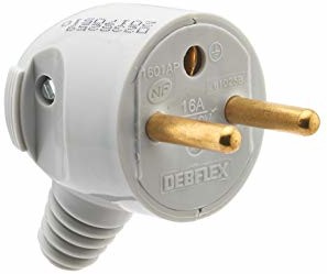 DEBFLEX Wtyczka elektryczna męska - Wtyczka elektryczna - Wtyczka męska - Wtyczka męska 220 V - Wtyczka męska - Wtyczka elektryczna męska - DEBFLEX - Wtyczka 2P 16 z boku portfela - Szary 713360 713360