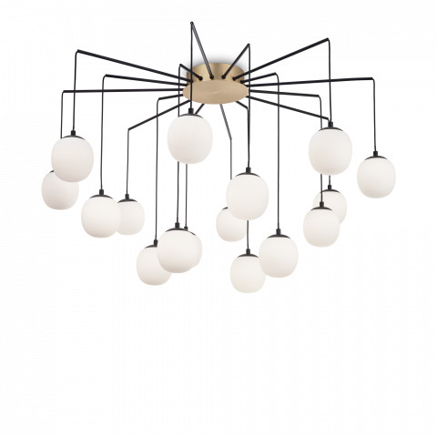 Ideal Lux Żyrandol Rhapsody 236964 nowoczesna lampa w kolorze satynowego mosiądzu 236964