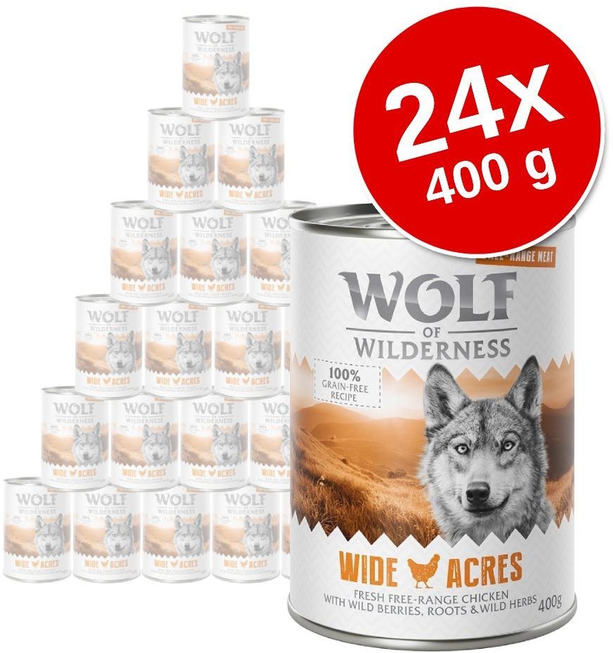 Wolf of Wilderness 24 x 400 g of Wilderness  Senior, Wild Hills - Kaczka i cielęcina