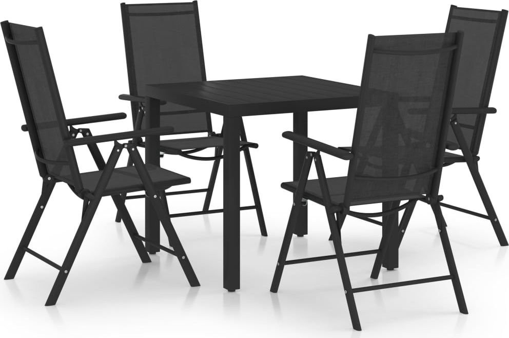 vidaXL 5-cz zestaw mebli jadalnianych do ogrodu aluminium czarny 3070649
