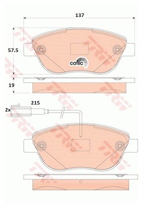 TRW Zestaw klocków hamulcowych, hamulce tarczowe GDB1829