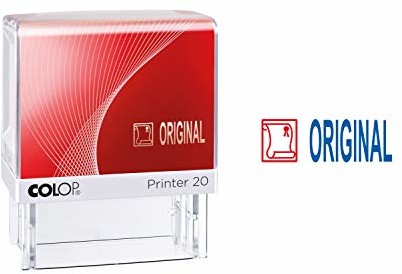 Colop 100641 pieczątka tekstowa Printer 20 z tekstem oryginał i piktogram, odcisk niebieski/czerwony, w składanym kartonie
