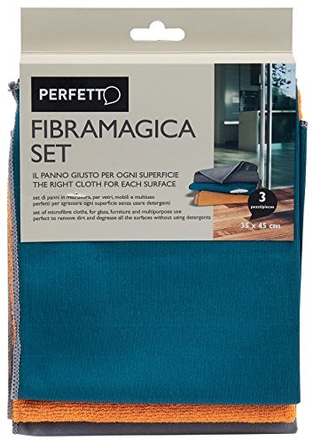Perfetto Zestaw idealnie Micro zestaw 3 sztuki ściereczki z mikrofibry, materiału, dynia/szary/Petrol, 40 x 35 x 0,5 cm 0264H