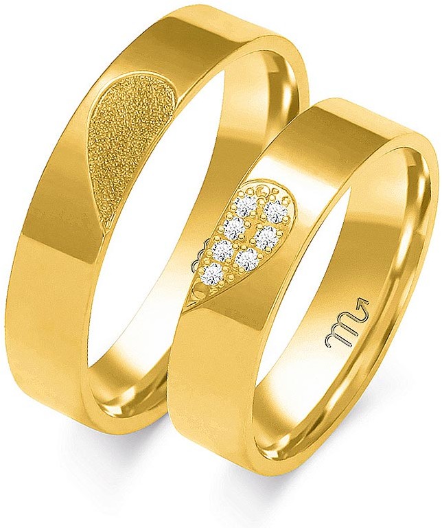 Złoty Skorpion Obrączki ślubne z połówkami serc wzór B110 Au-B110