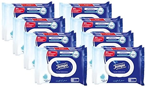 Tempo papier toaletowy, wilgotnych się delikatnie i PUR mokra Riese Opakowanie 16 sztuk 836199-1