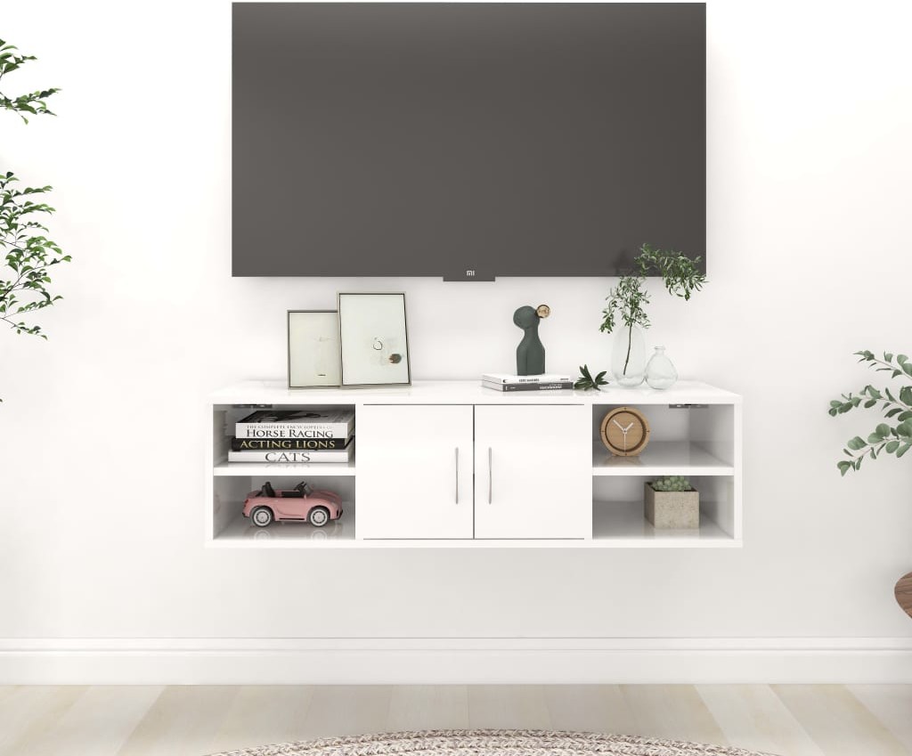 vidaXL vidaXL Półka ścienna, wysoki połysk, biała, 102x30x29 cm, płyta