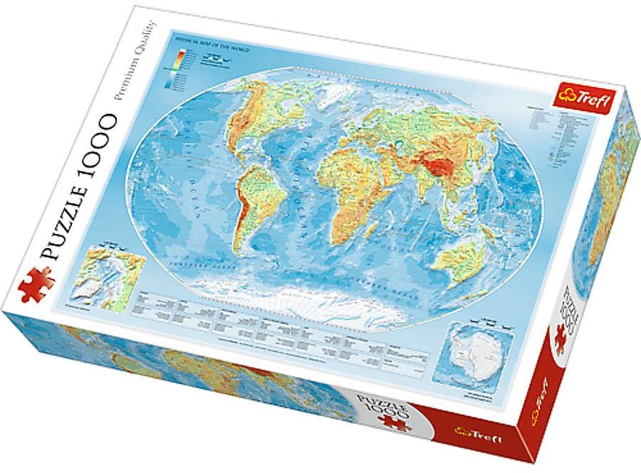 Trefl Puzzle 1000el Mapa fizyczna świata 10463