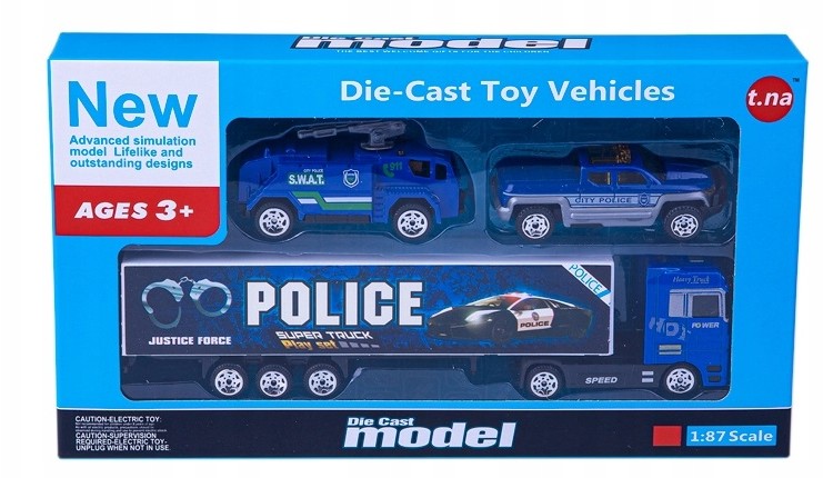 Zestaw 3 Aut Die Cast Police Polcja Wozy Policyjne