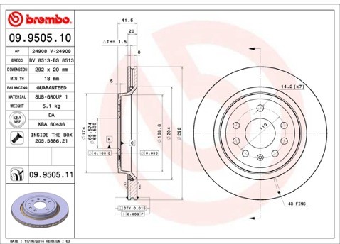 BREMBO Tarcza hamulcowa 09.9505.11