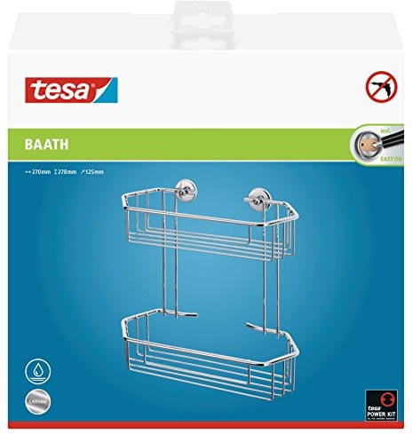 tesa TESA partia Plus roztwór podwójnie kosz pod prysznic (chromowany, w zestawie, 278 MM X 270 MM X 125 MM)