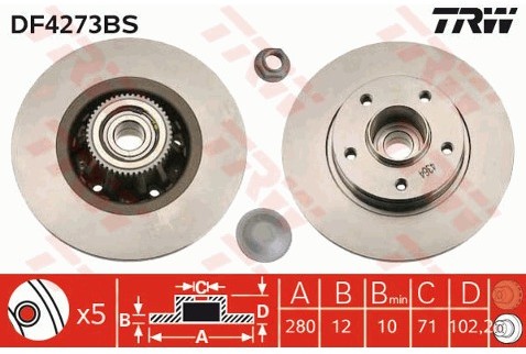 TRW Tarcza hamulcowa DF4273BS