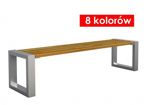 Metalowa ławka z drewnianym siedziskiem 180cm Vestus Silver