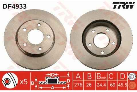 TRW Tarcza hamulcowa DF4933