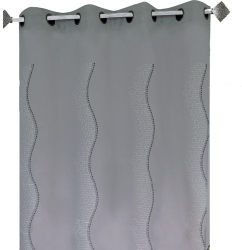 Homemaison Home Maison hm698860129 zasłona kora, falista z małymi kropkami haftowana, 140 x 260 cm, szary HM698860129