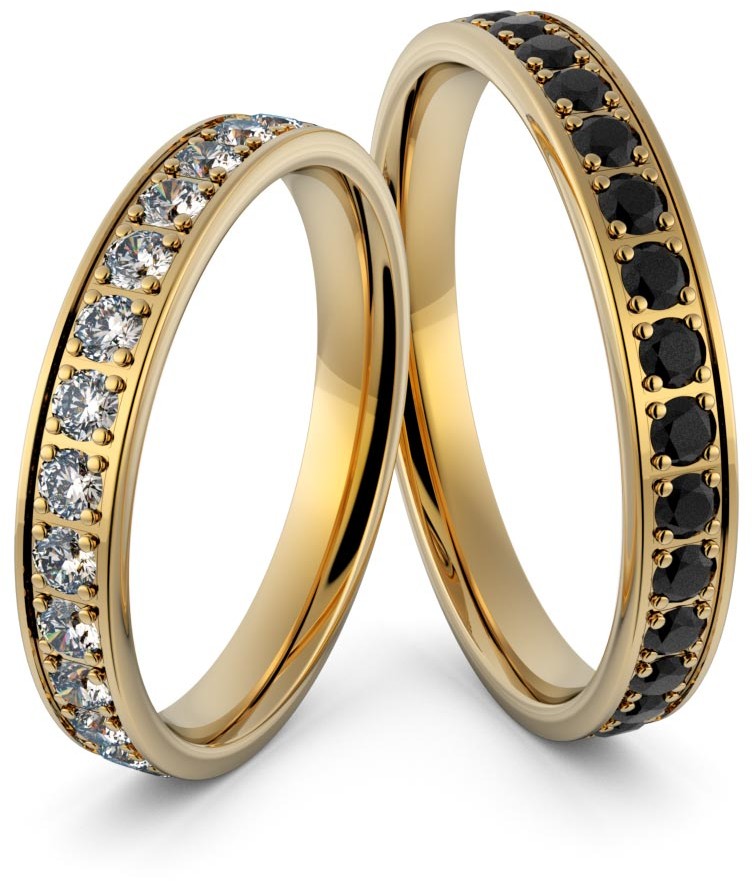 Eminence Obrączki ślubne z białymi i czarnymi brylantami - Au-951 Au-951