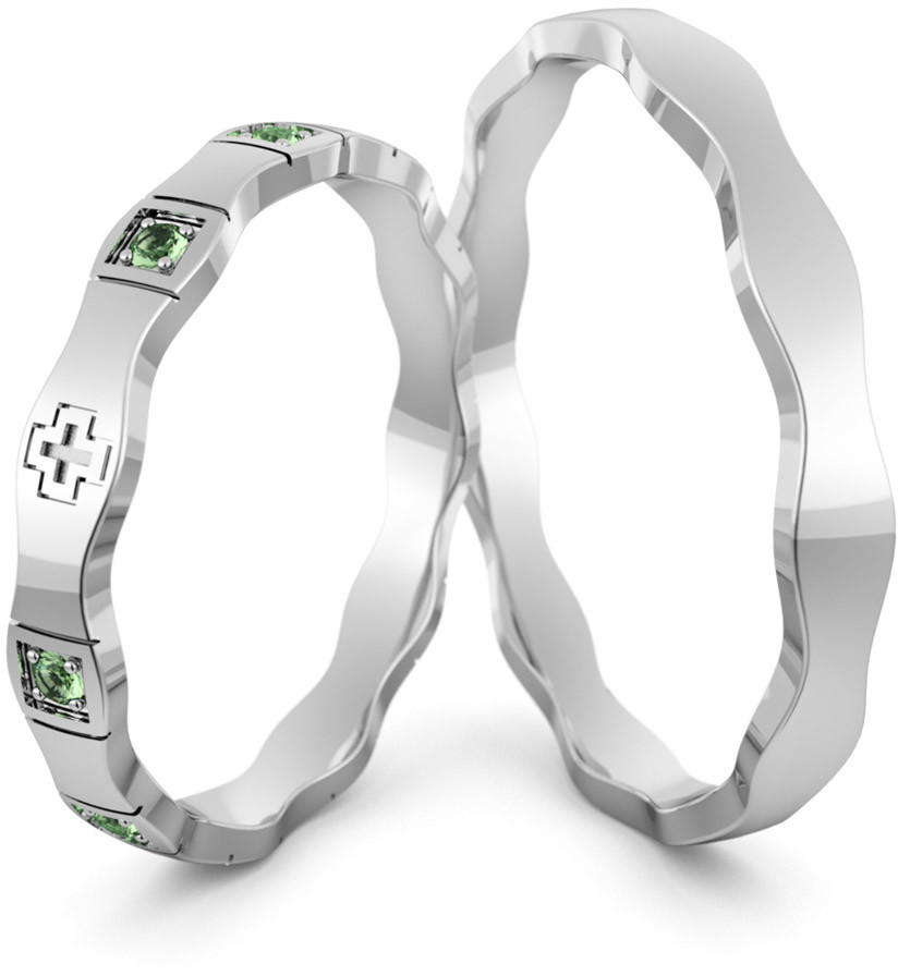 Eminence Obrączki ślubne różaniec z kolorowymi cyrkoniami - Au-1088 Au-1088-11