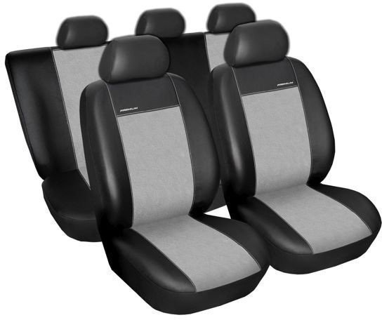 Auto-Dekor Skórzane pokrowce samochodowe miarowe PREMIUM CZARNO-SZARE Skoda Fabia II) 2007-2014 AUT267sz