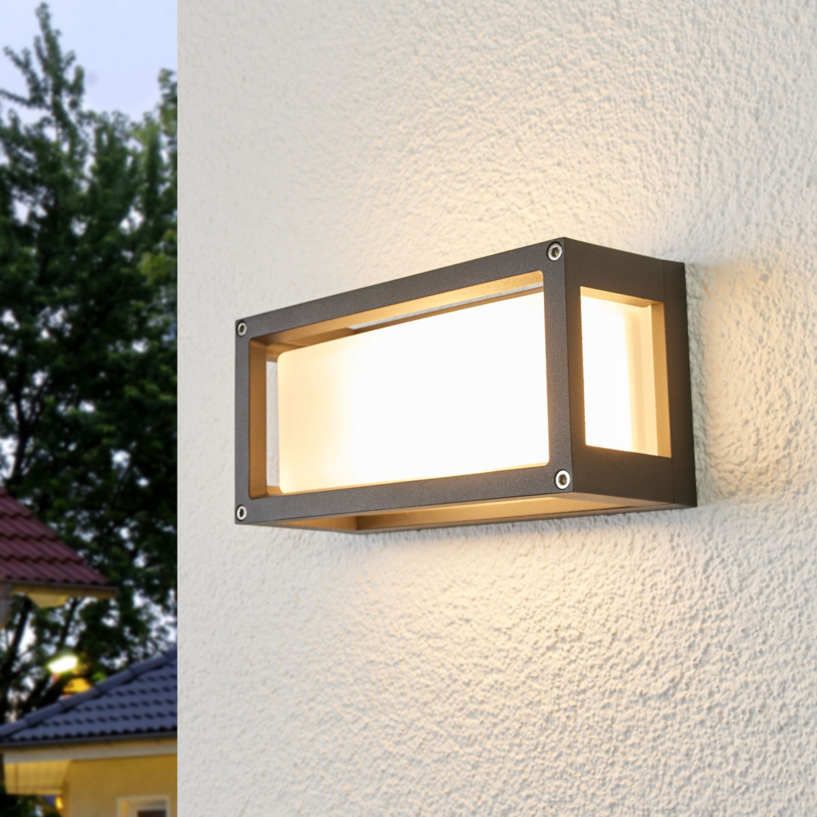 LAMPENWELT.COM Aurelien - lampa zewnętrzna z szarą ramką